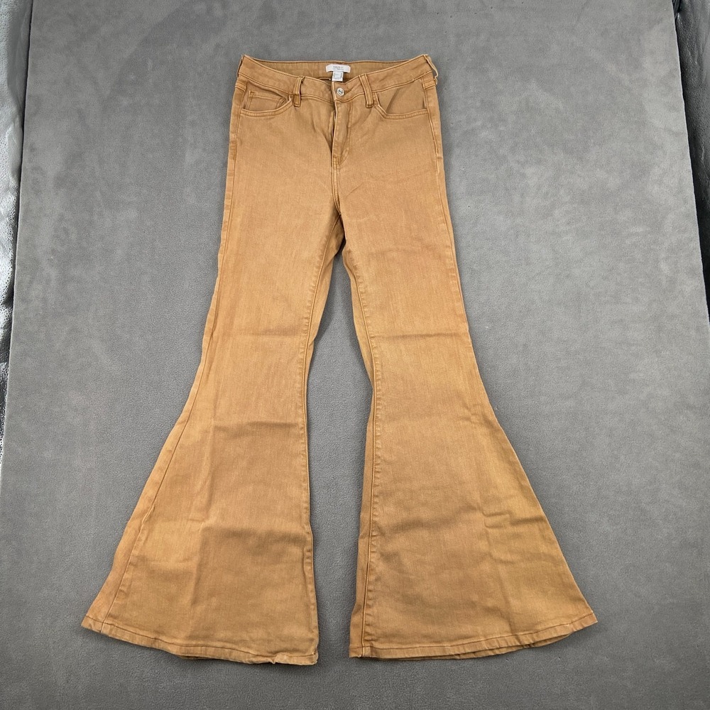 Forever 21 Jeans Womens 27 Brown Denim Mid Rise Streetwear Travel Flare Leg
